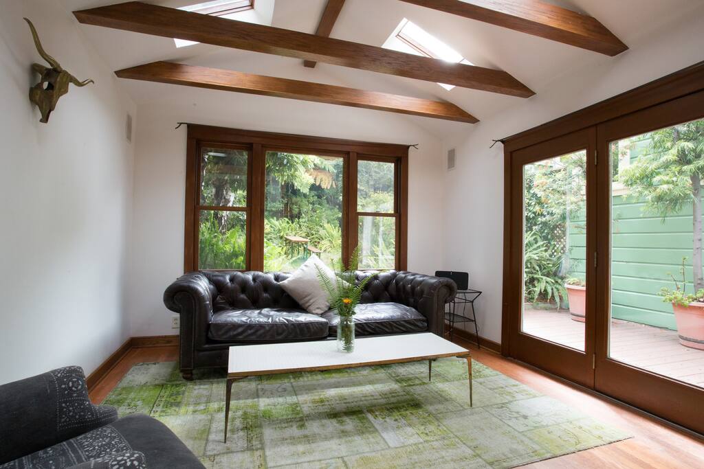 Sit in the lovely sunroom with a morning coffee and watch the hummingbirds cruise the backyard.