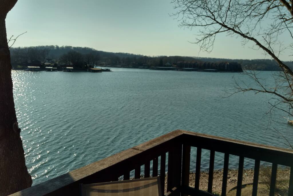 View of lake off of the upper deck.
