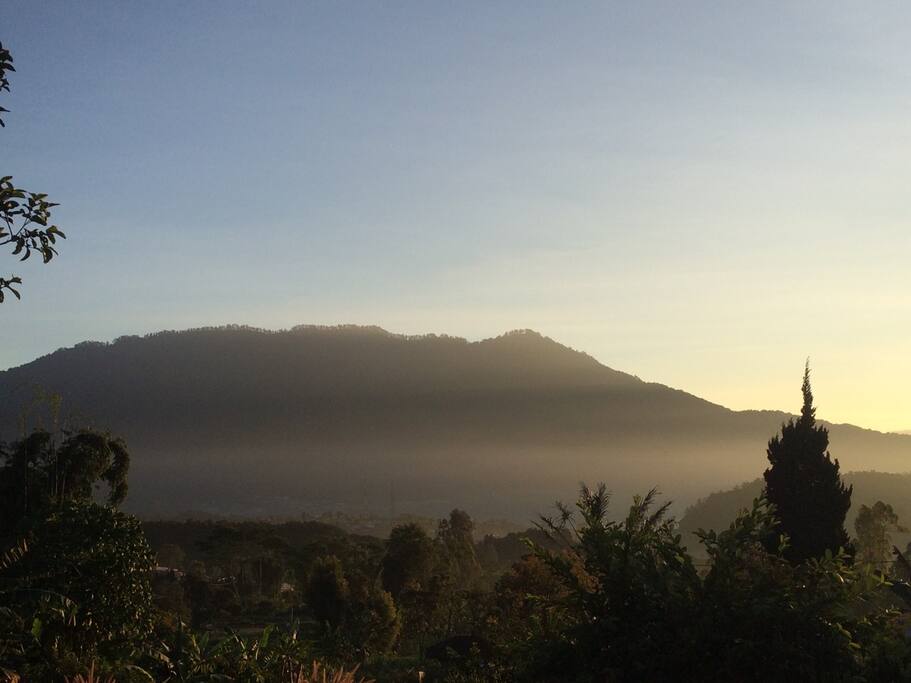 Seeing sunrise from the balcony.
