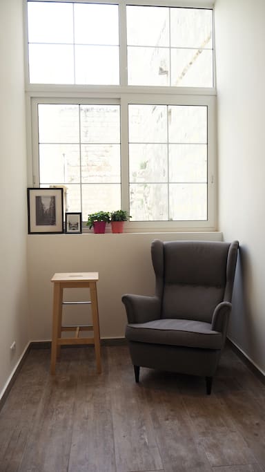 Quiet reading area with lots of natural light