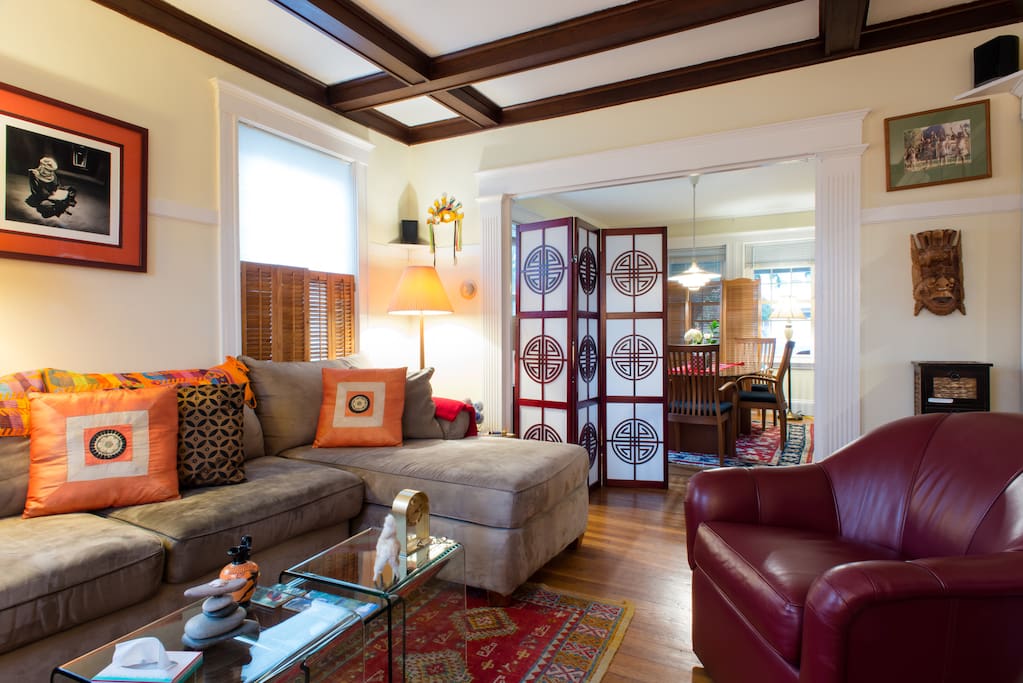 Another view of the living area into the dining area.