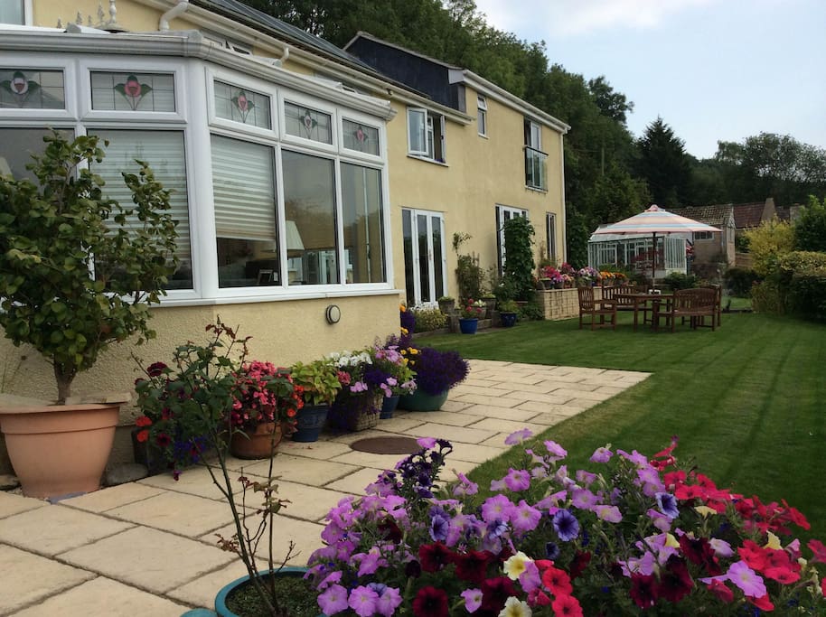 Looking across the garden