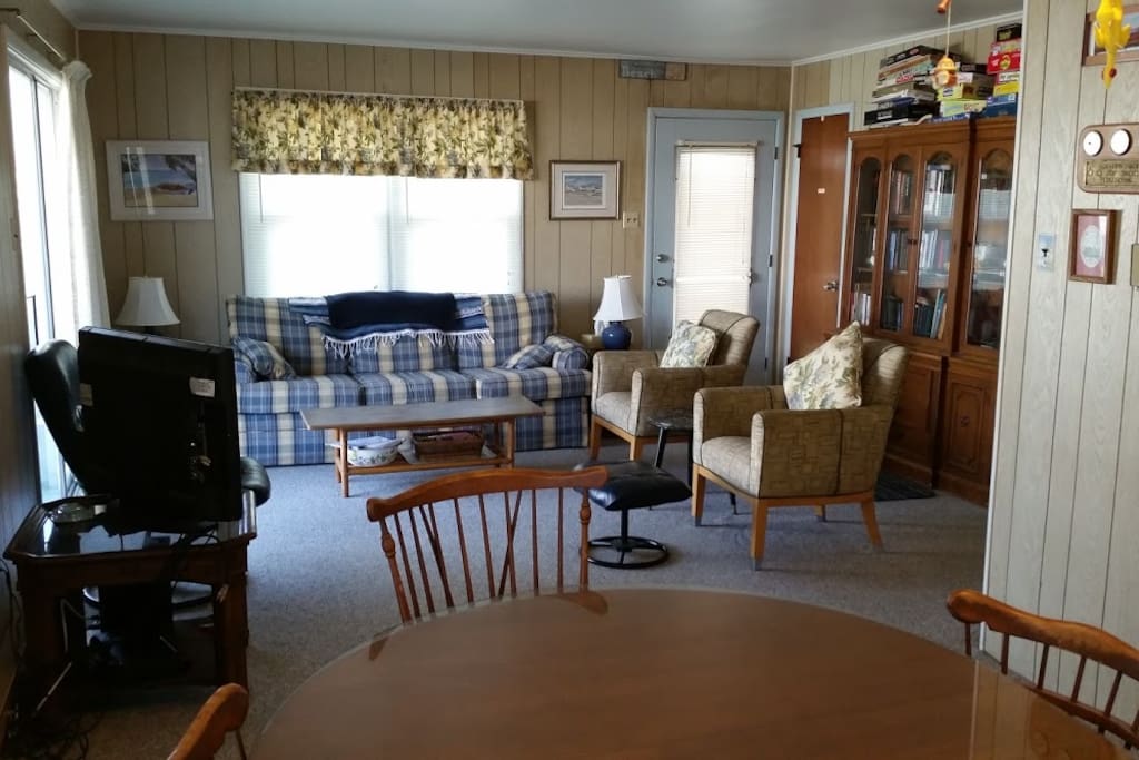 Living Area with pull out queen couch, cable TV and VCR