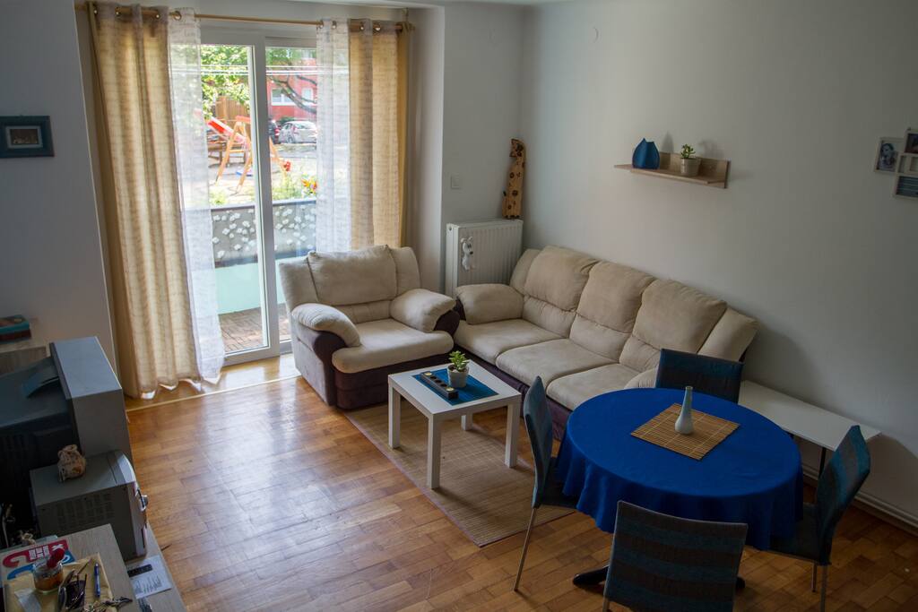 Living room, dining area