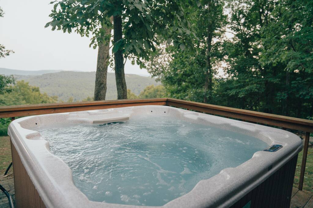 Mountain views from the Mountain Magic Cabin hot tub.