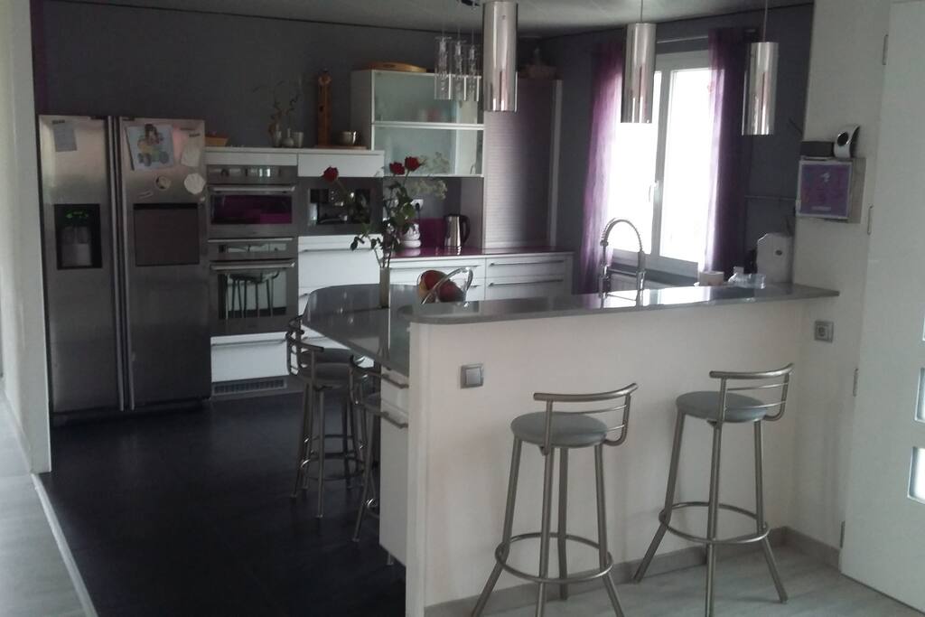 Cuisine avec frigo Américain à glaçons.