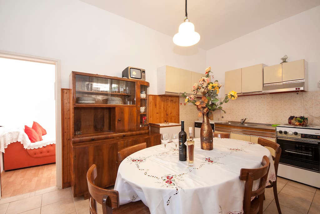 Kitchen and the dining area