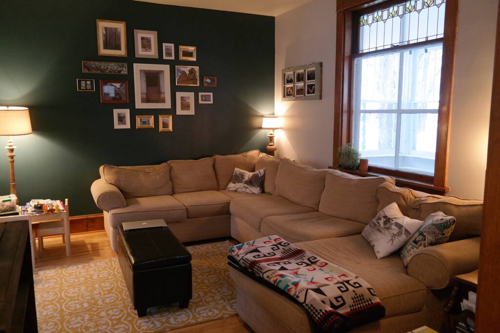 Living room with large sectional couch