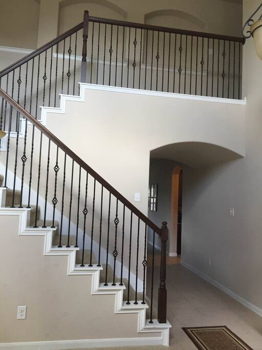This is the stairway leading up to the private upstairs area. Your room is located here.
