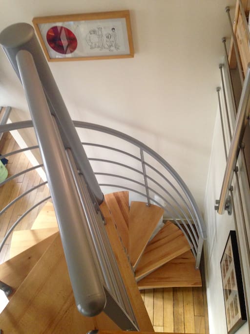 Spiral staircase may not be suitable for the elderly or infirm.