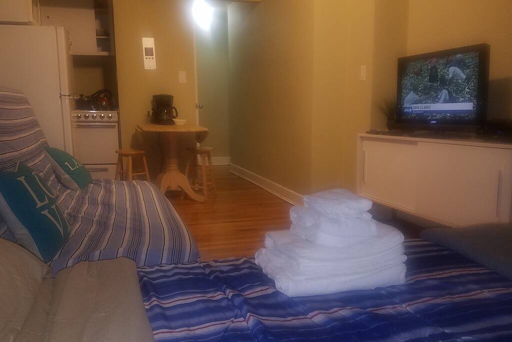 Fresh linens and towels are included with the apartment.