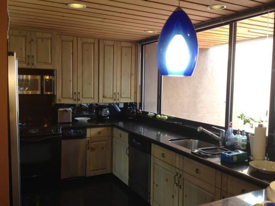 modern kitchen with granite countertops