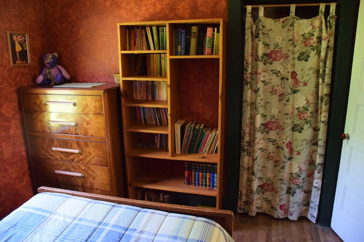 Стотици книги за възрастни и деца, пъзели и игри в цялата къща.