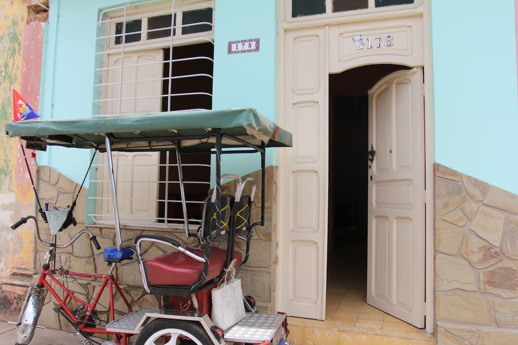 The bicitaxi is waiting for you at the casas entrance...