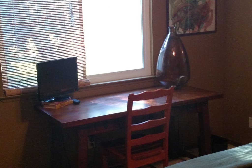 Desk with small flat panel TV