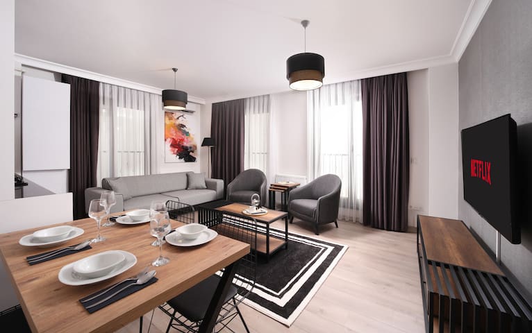 2 bedrooms 1 living room luxury flat in Taksim