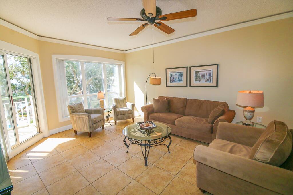 Part of the living room. Taken from dining area.