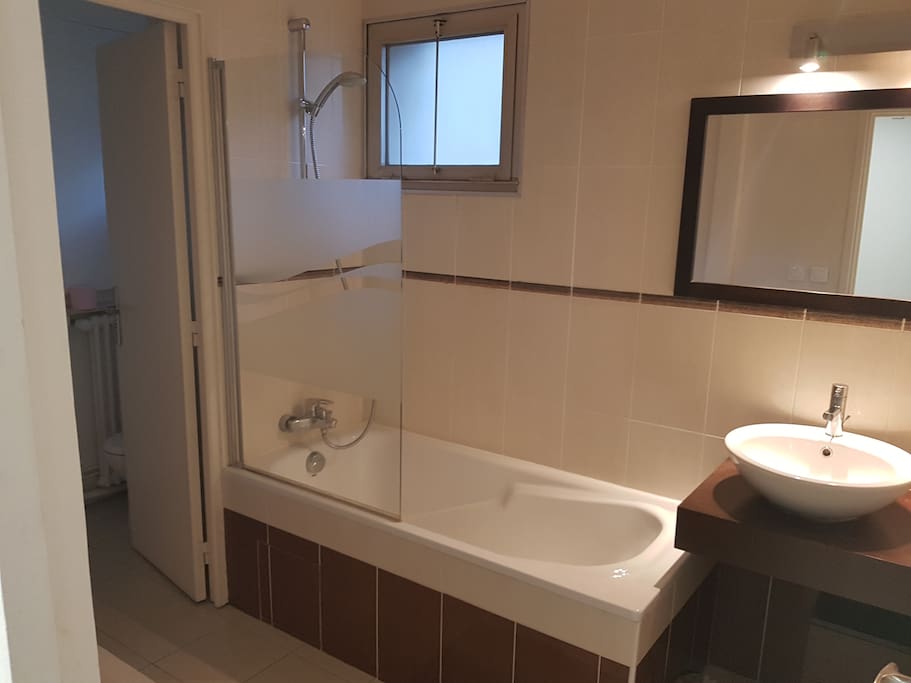 Grande baignoire avec pare-douche