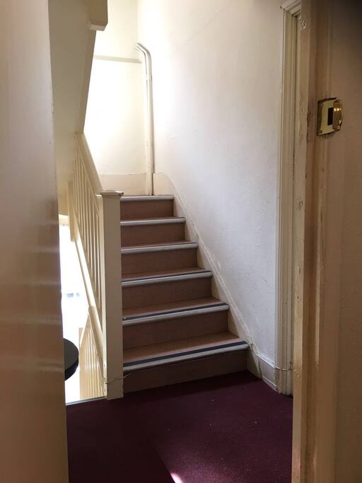 Communal staircase in front of the room. Rest of the flat is just next door.