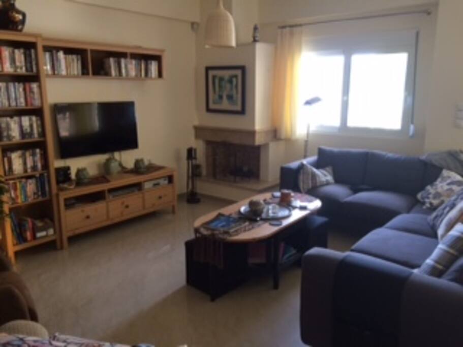 Living room with sea views