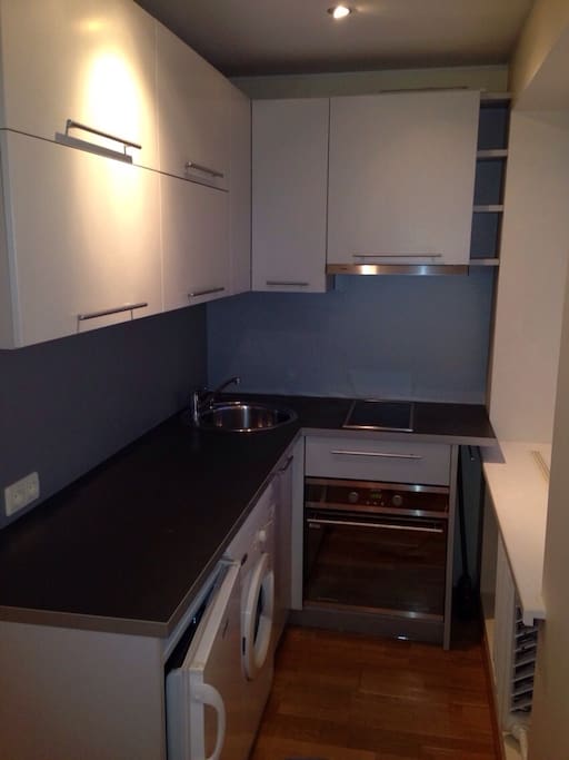 Oven, extractor fan, washing machine, fridge/freezer.