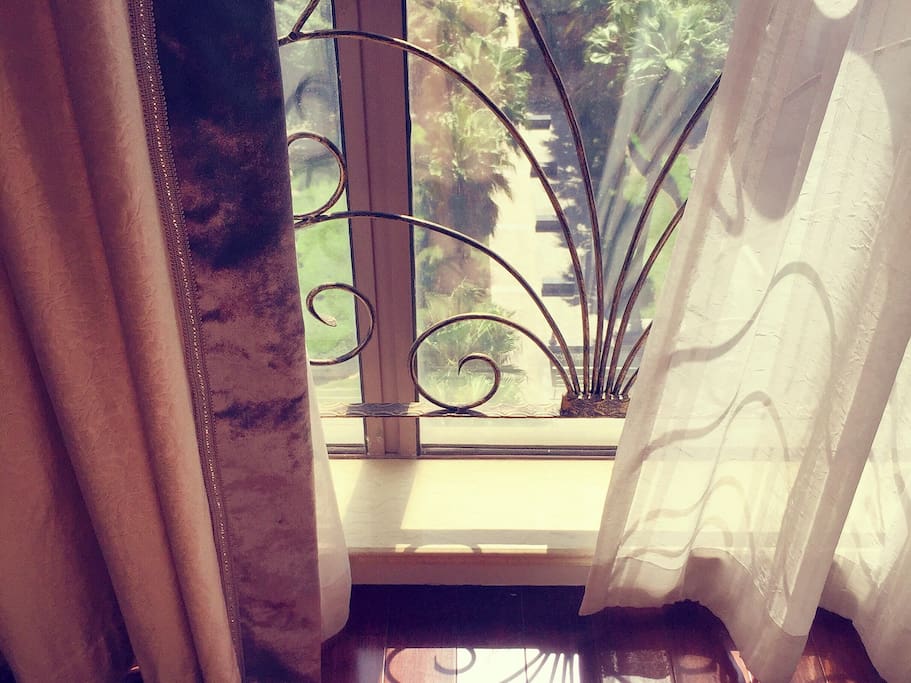 Sunny window. 阳光充足,落地窗朝南。