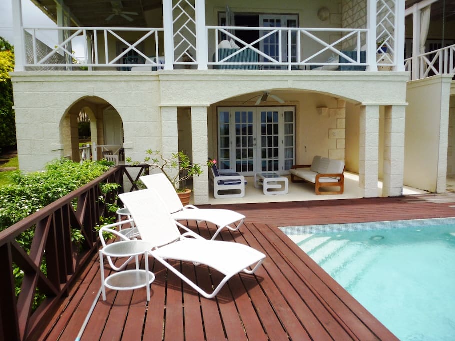 Sun beds by the pool