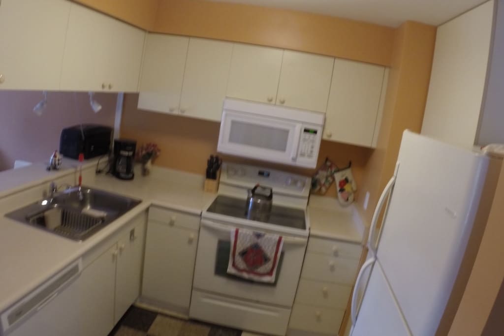Well Equipped Kitchen with Dishwasher, Microwave, Coffee Maker, Blender, Nutra Bullet, and more!
