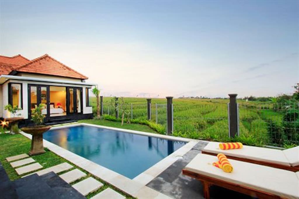 Private pool with viewing rice terrace