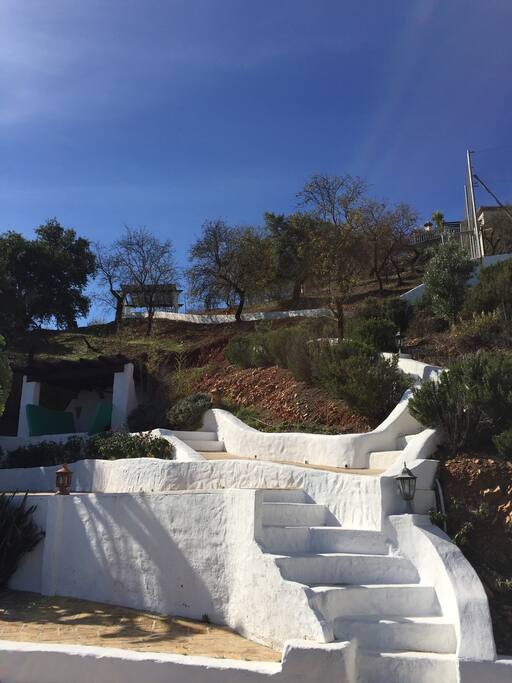 Stairway to the top of the property