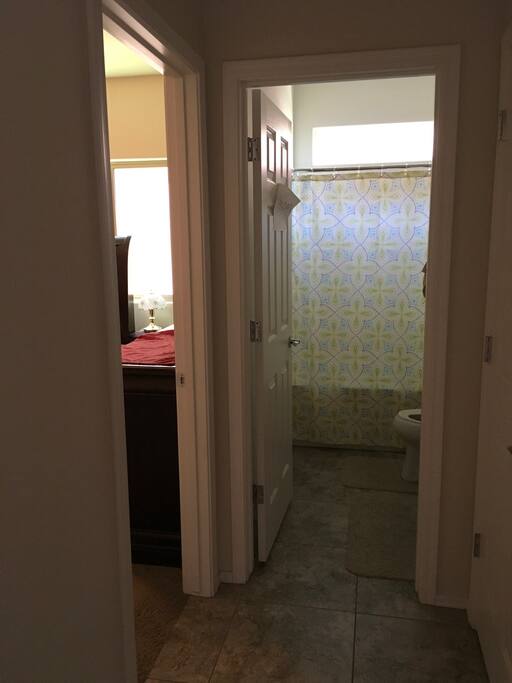 Bathroom right next to bedroom