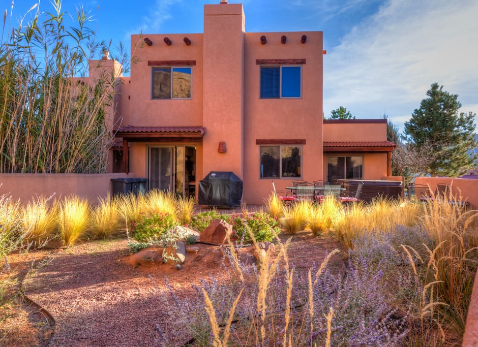 Rear of the townhouse seen from the Red Rock Garden