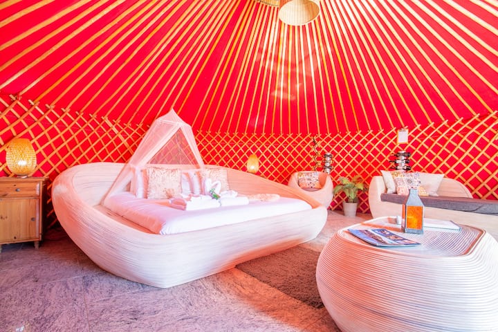 Eco Twin Yurt - ภายในกระโจมขนาดใหญ่