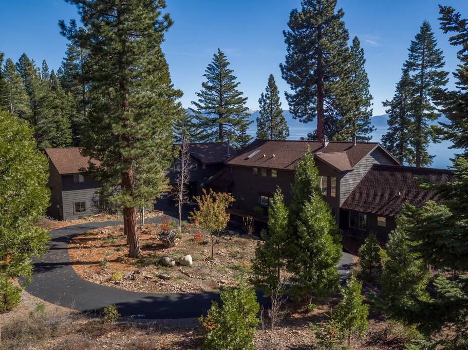 The features a private driveway, and plenty of parking