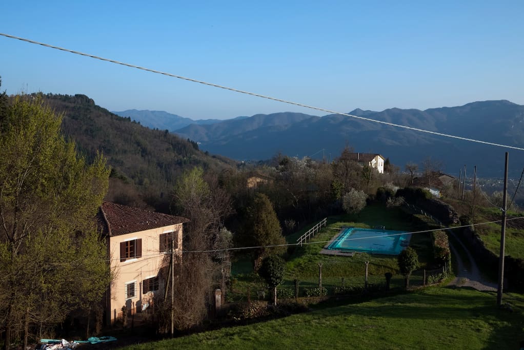 View of the house and pool in the winter.