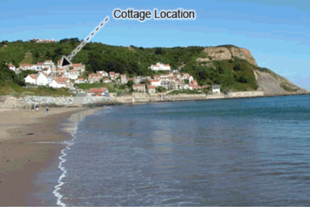 Runswick Bay, showing location of Inglenook Cottage