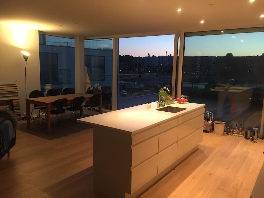 The Living room / Kitchen in the evening after sundown