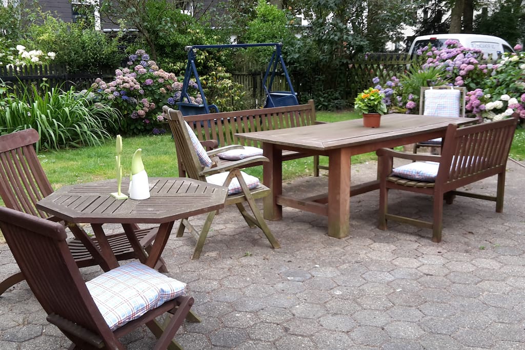 Unser Garten kann gerne mitbenutzt werden.