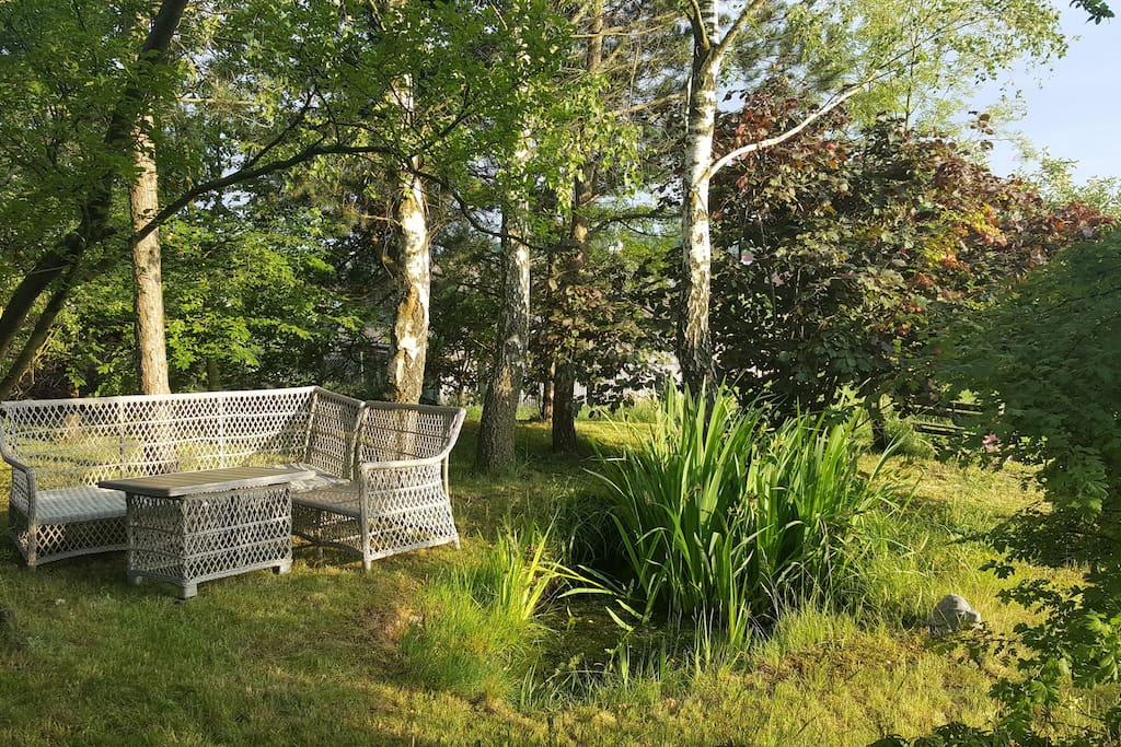 Sitzecke im Wäldchen im Sommer