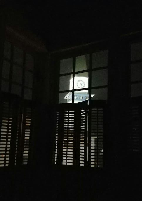 Clock tower outside bedroom 1 window