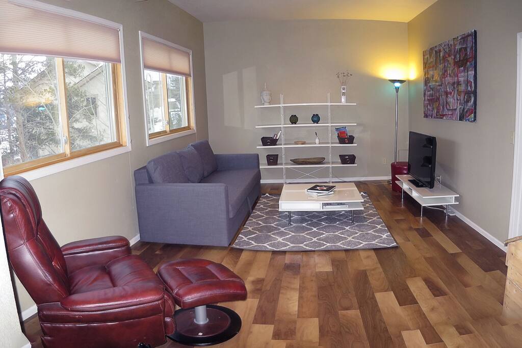 Living room. Includes 50 in. TV.