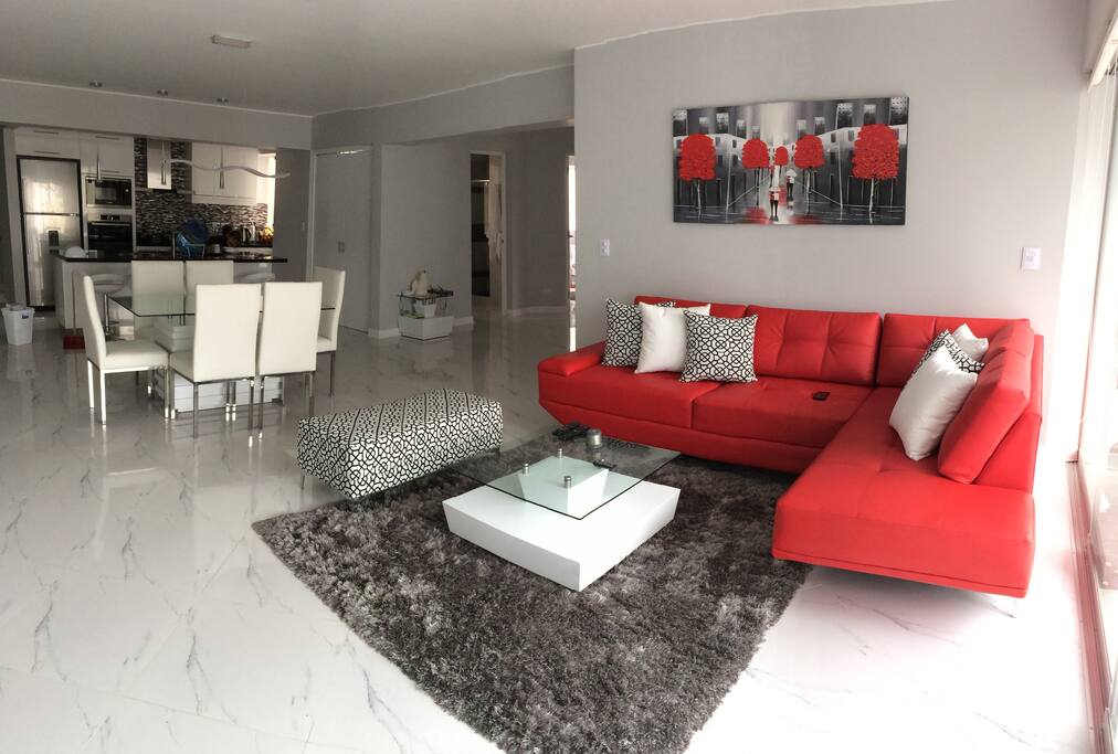 Open concept design living/dining area and kitchen