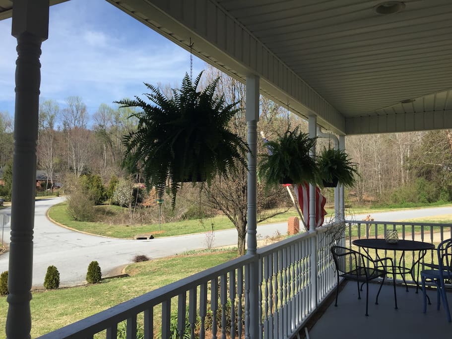 front porch with Paris Mtn views