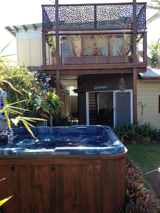 Private Yard with Heated Spa