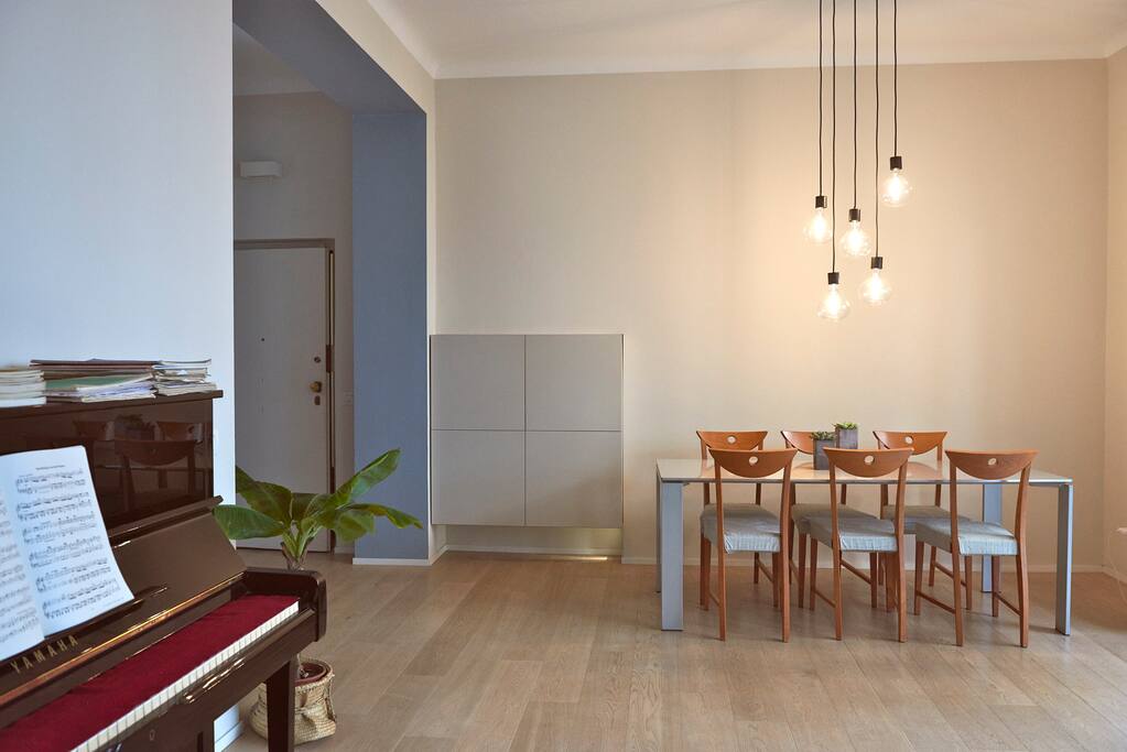 Living room with piano