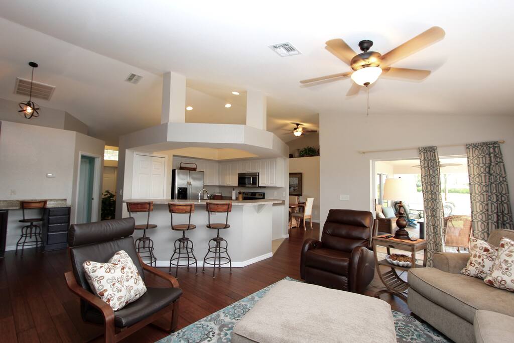 Fully equipped kitchen open to Den. Great for entertaining