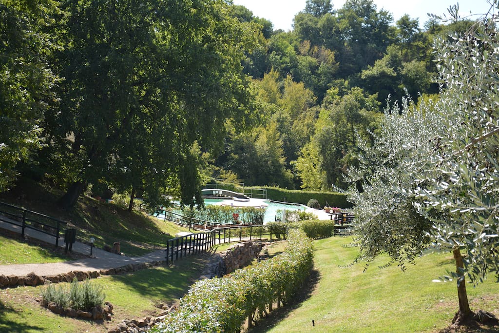 gardens and the thermal pool in our property