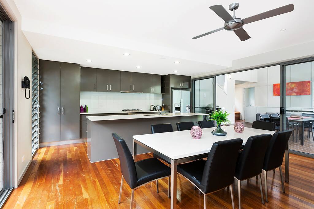 Our home's dining and kitchen area