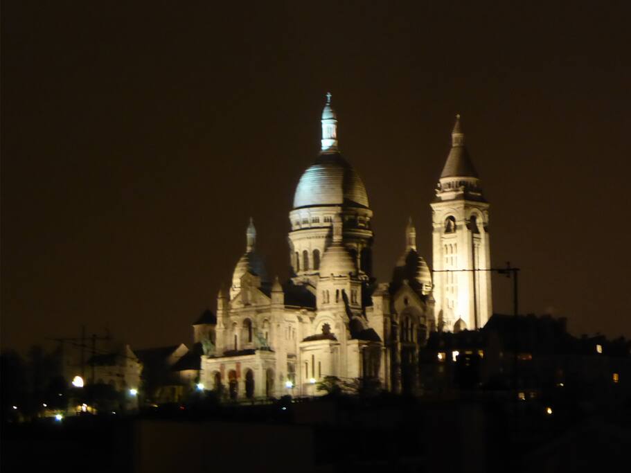 view through the window at night
