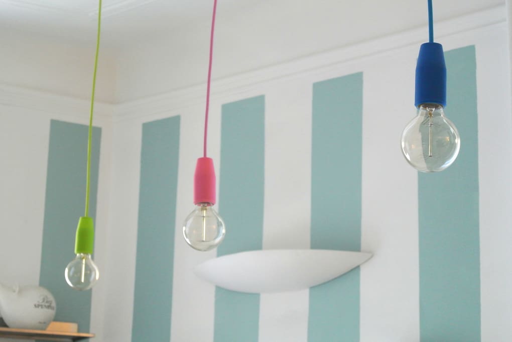 Colored lamps in the kitchen